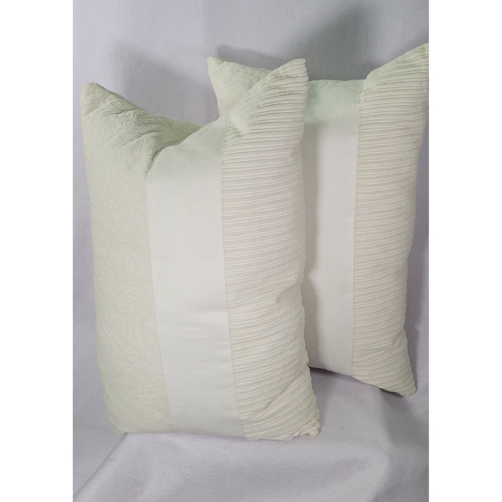 IKEA Ofelia Blad Pillow Set Cream Luxury Zip Closure Waterfowl Feathers 16 X 24